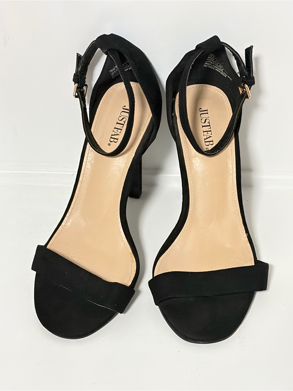 JustFab Black Two-Piece Ankle Strap High Heel Sandals